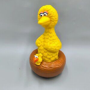 Vintage Illco Press N Go Toy Sesame Street Big Bird & Little Bird in Nest WORKS